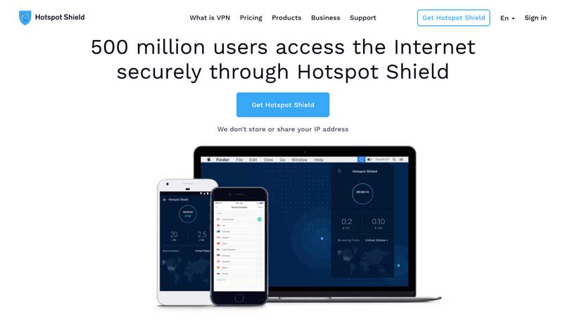 access the internet securely through Hotspot shield VPN