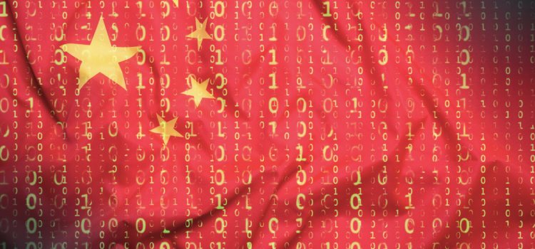 Chinese Flag and binary code - unblocking the Chinese firewall with vpn