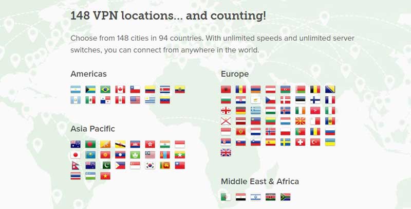ExpressVPN has more than 148 VPN locations